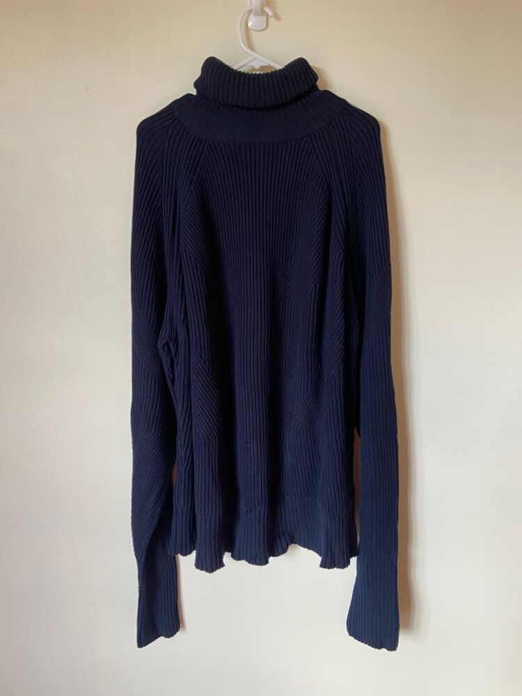 Navy Blue Ribbed Knit Jumper