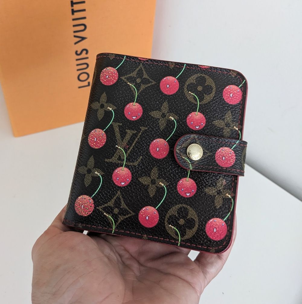 LOUIS VUITTONM CERISES CHERRIES MONOGRAM ZIPPED COMPACT WALLET