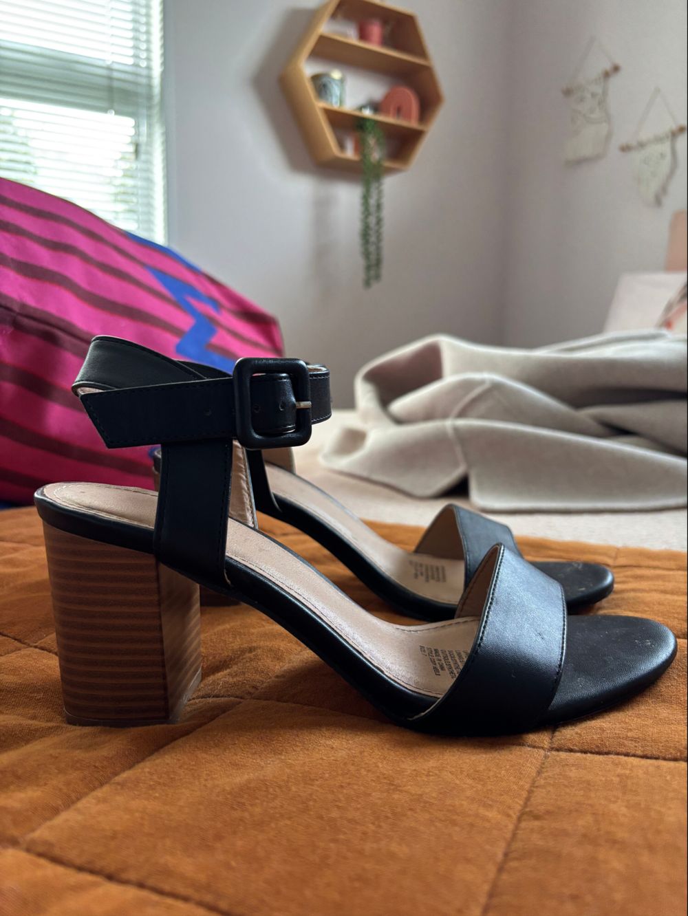Black Block Heel Sandals