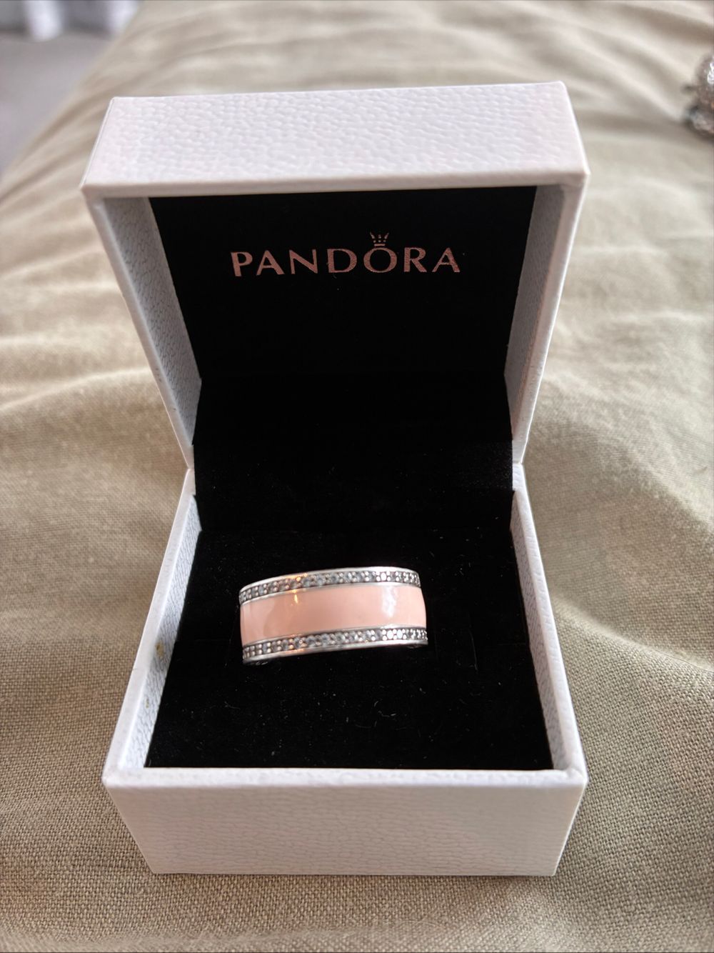 Pandora Pink Enamel Silver Ring