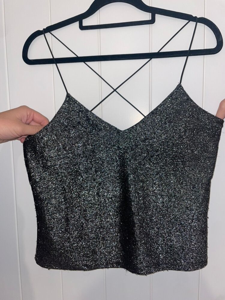 Glittery Bardot Cross Singlet