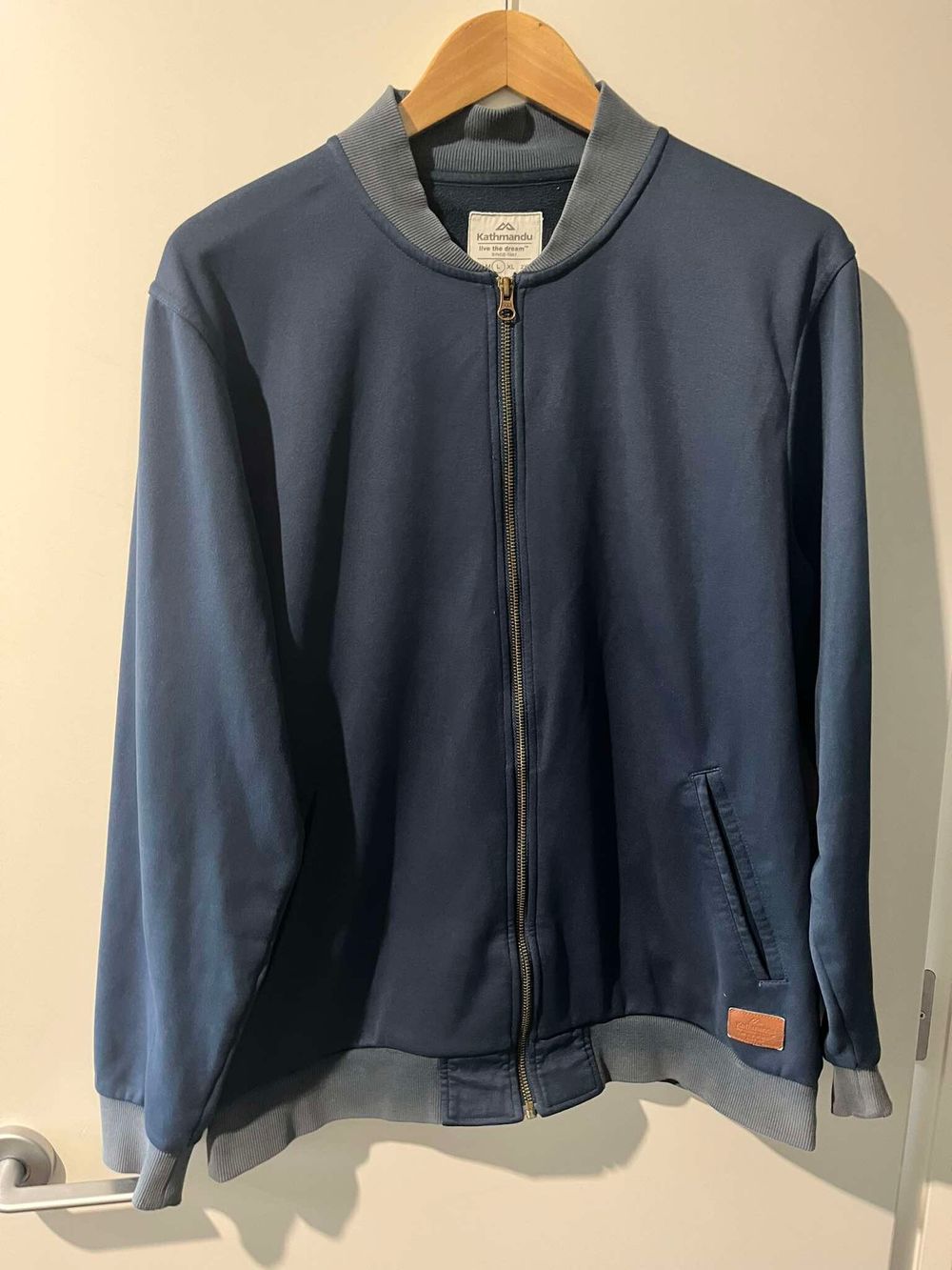 Kathmandu navy blue fleece like bomber jacket size L