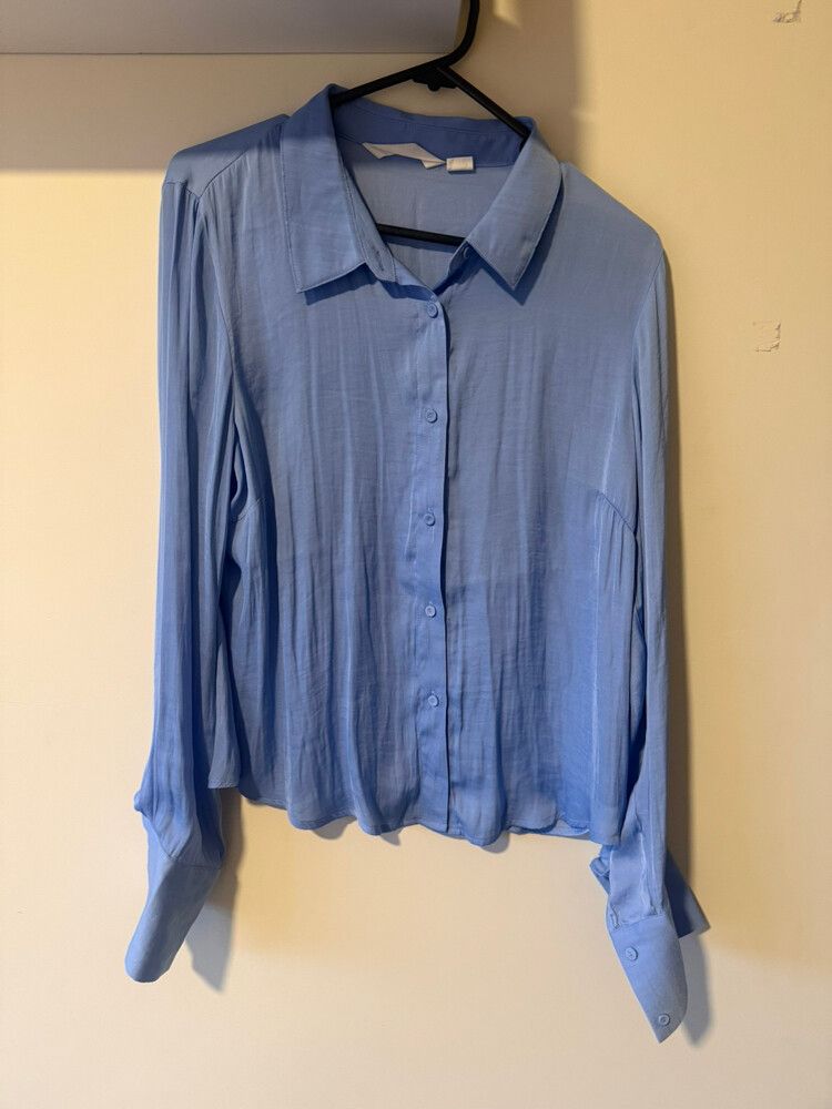 Glassons Blue satin Long Sleeve Shirt