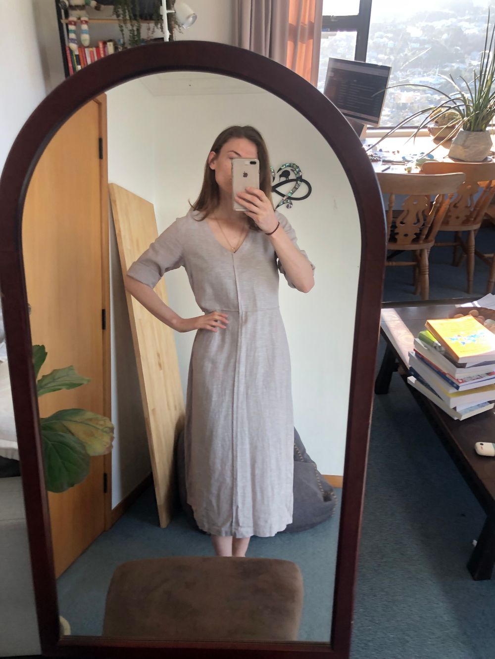 Grace Hill Beige Midi Dress
