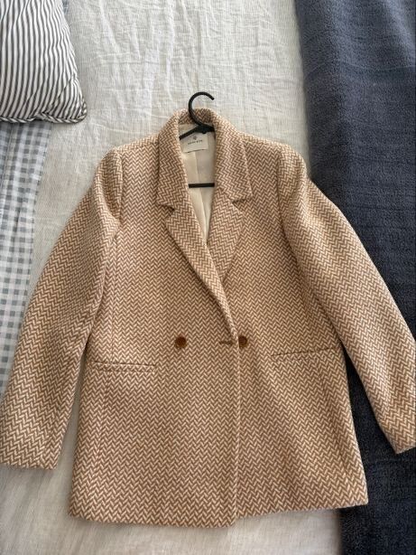 Anine Bing Beige Herringbone Blazer