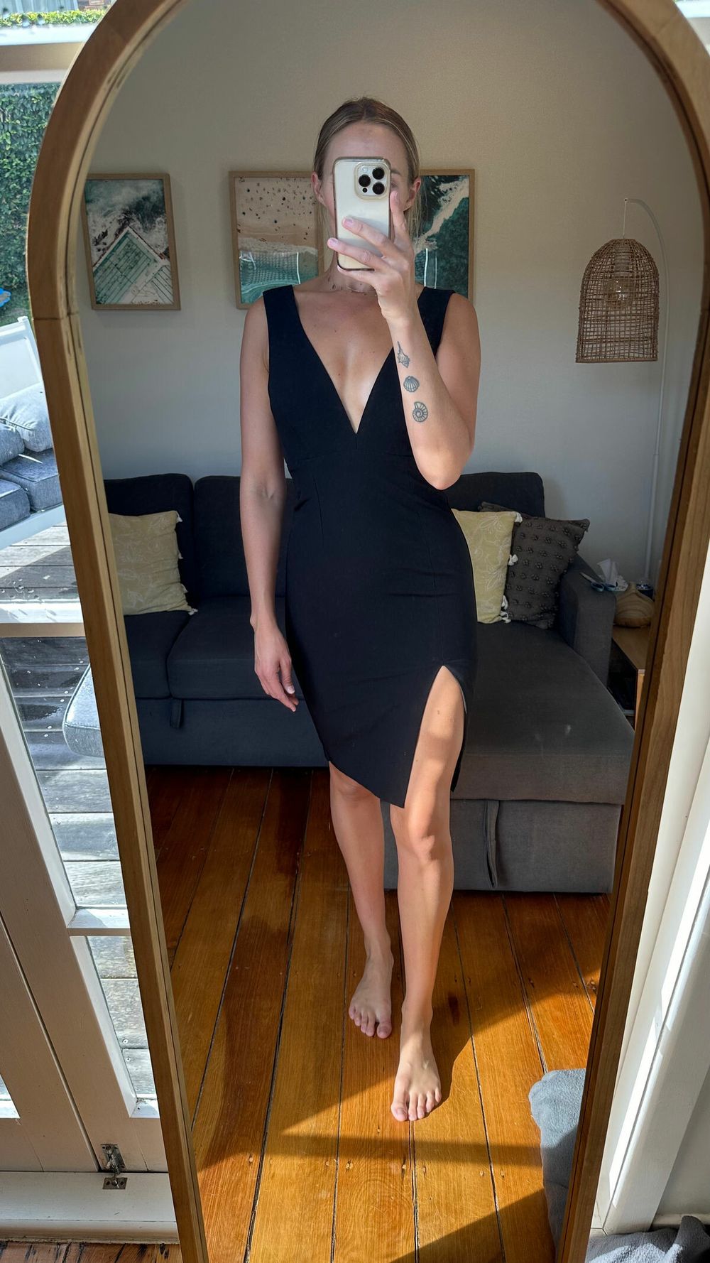 Black dress with side slit