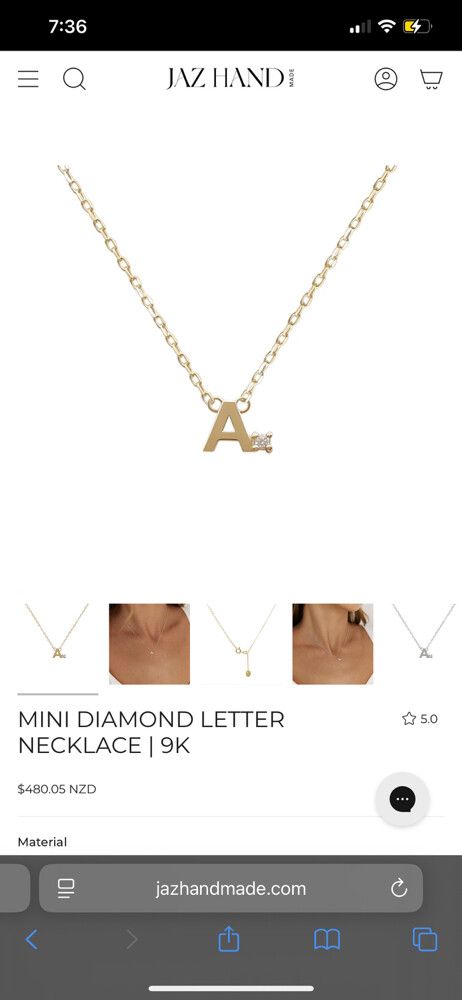 Mini Diamond Letter Necklace 9k