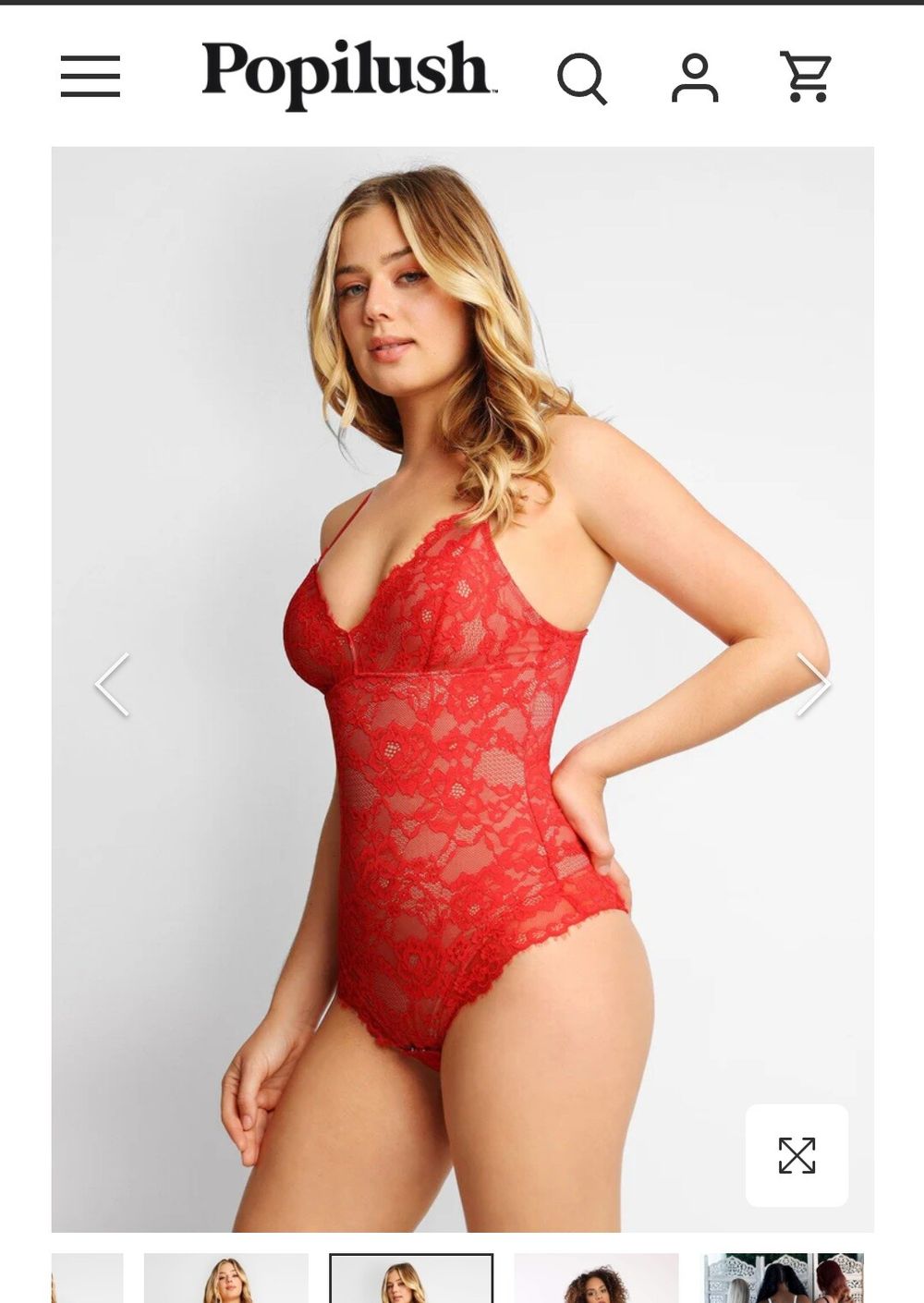 Popilush Red Lace Bodysuit