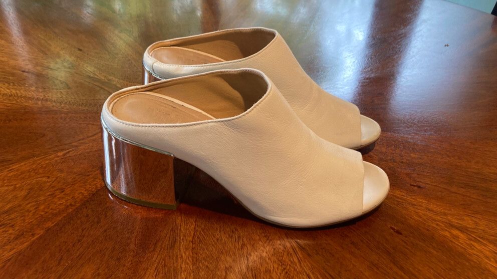 Leather Mule With Mirror Heel