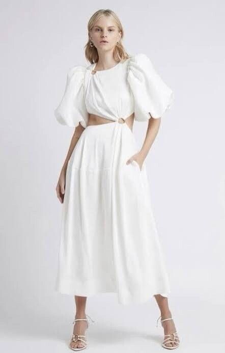 Aje Vanades Cut Out Ring Midi Dress White Midi Dress