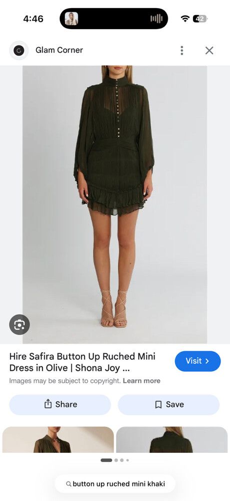 Shona Joy Olive Button Up Ruched Mini Dress
