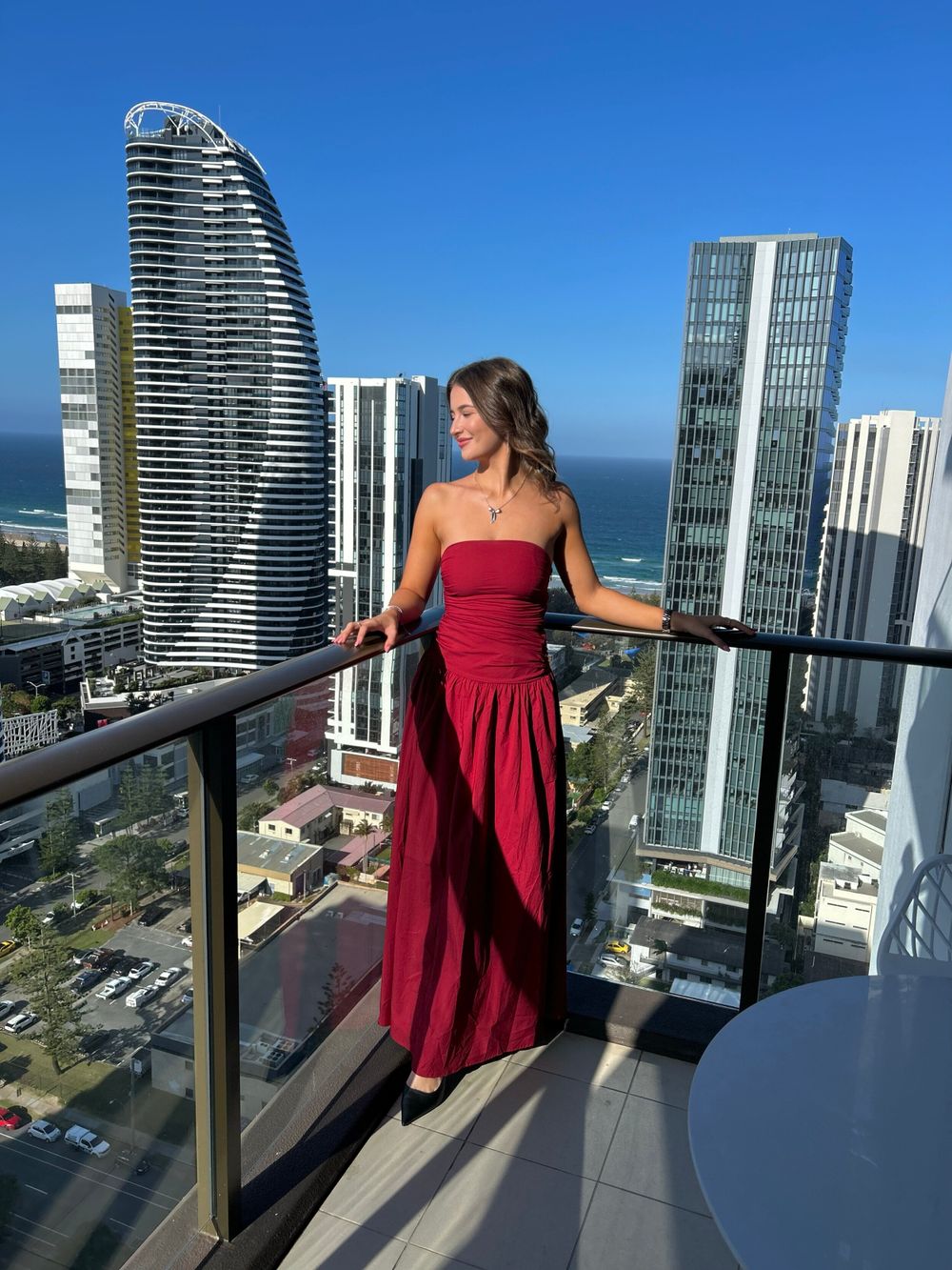 Peppermayo Red Strapless Maxi Dress