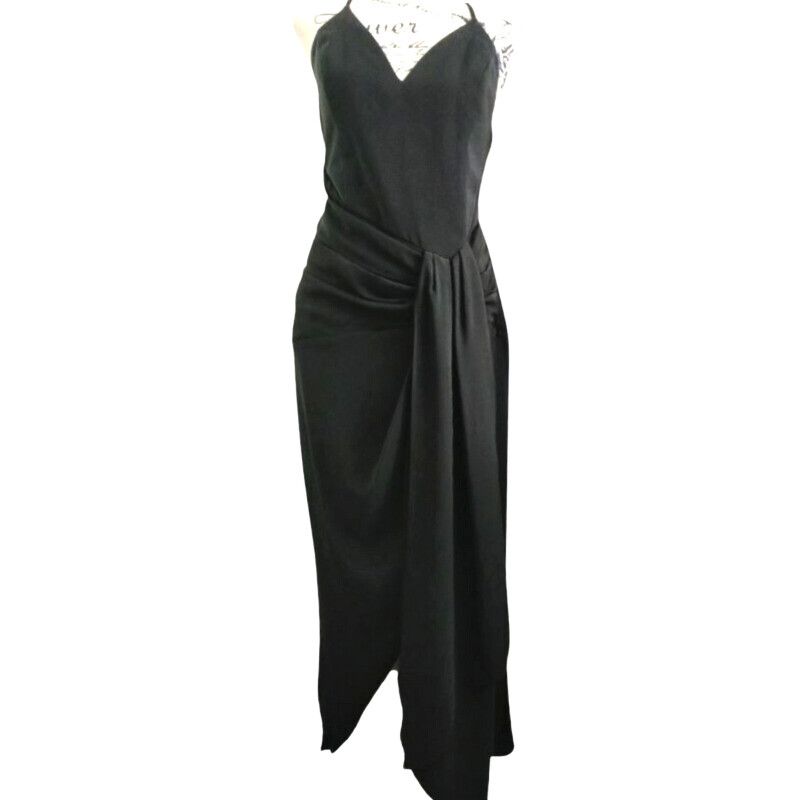 white christmas dresses LA LUNE PLUNGED CROSS BACK MAXI DRESS | BLACK | DRESSES