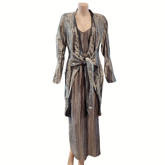 Mosaic silver grey taffeta coat, size 10