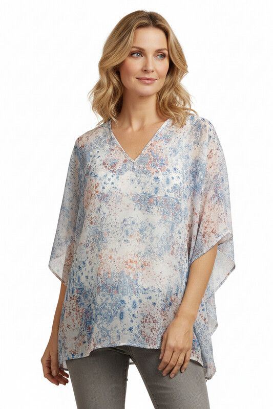 Repertoire blue floral top, size 10