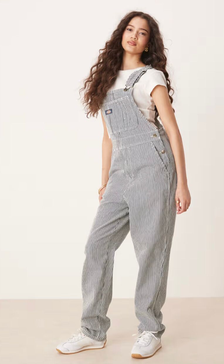 Dickies Blue and White Striped Overalls