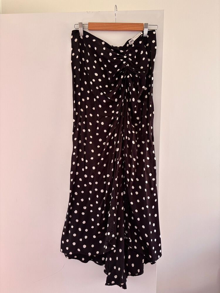 Zara Satin Polka Dot Skirt