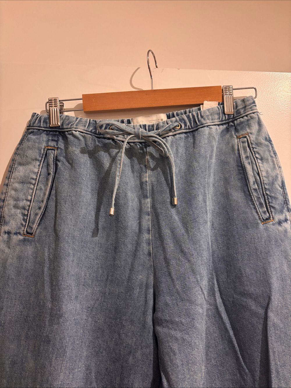 Zara Blue Wide Leg Denim Pants