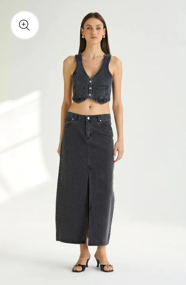 Abrand A'99 Low Skirt Black Denim Skirt