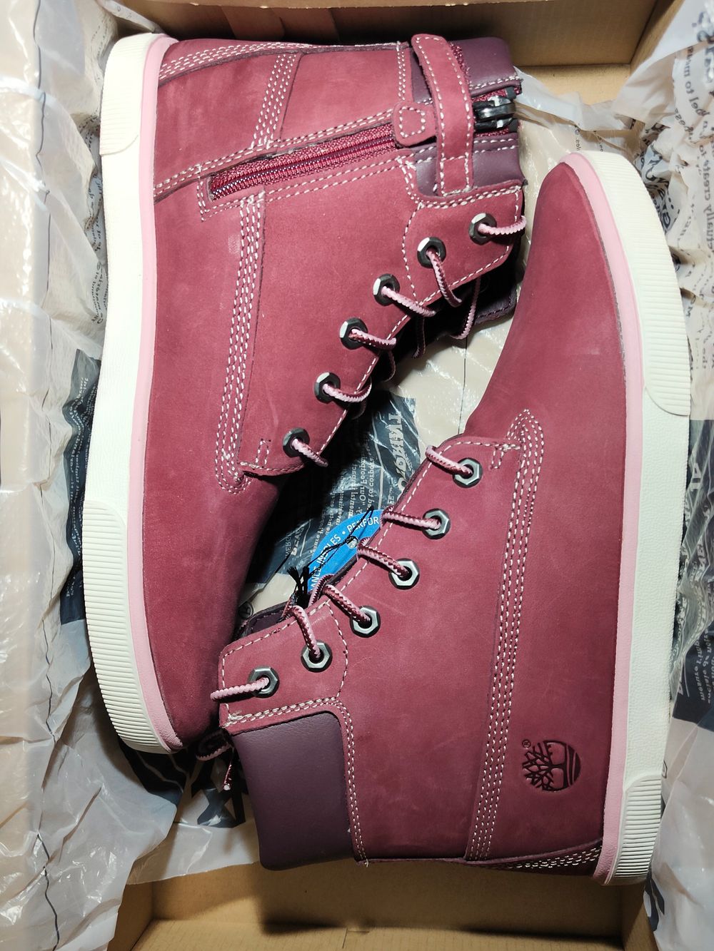 Timberland 2.0 Earthkeepers 6 Inch Lace Zip Boots Jnr US4.5 UK4 EU37 Burgundy