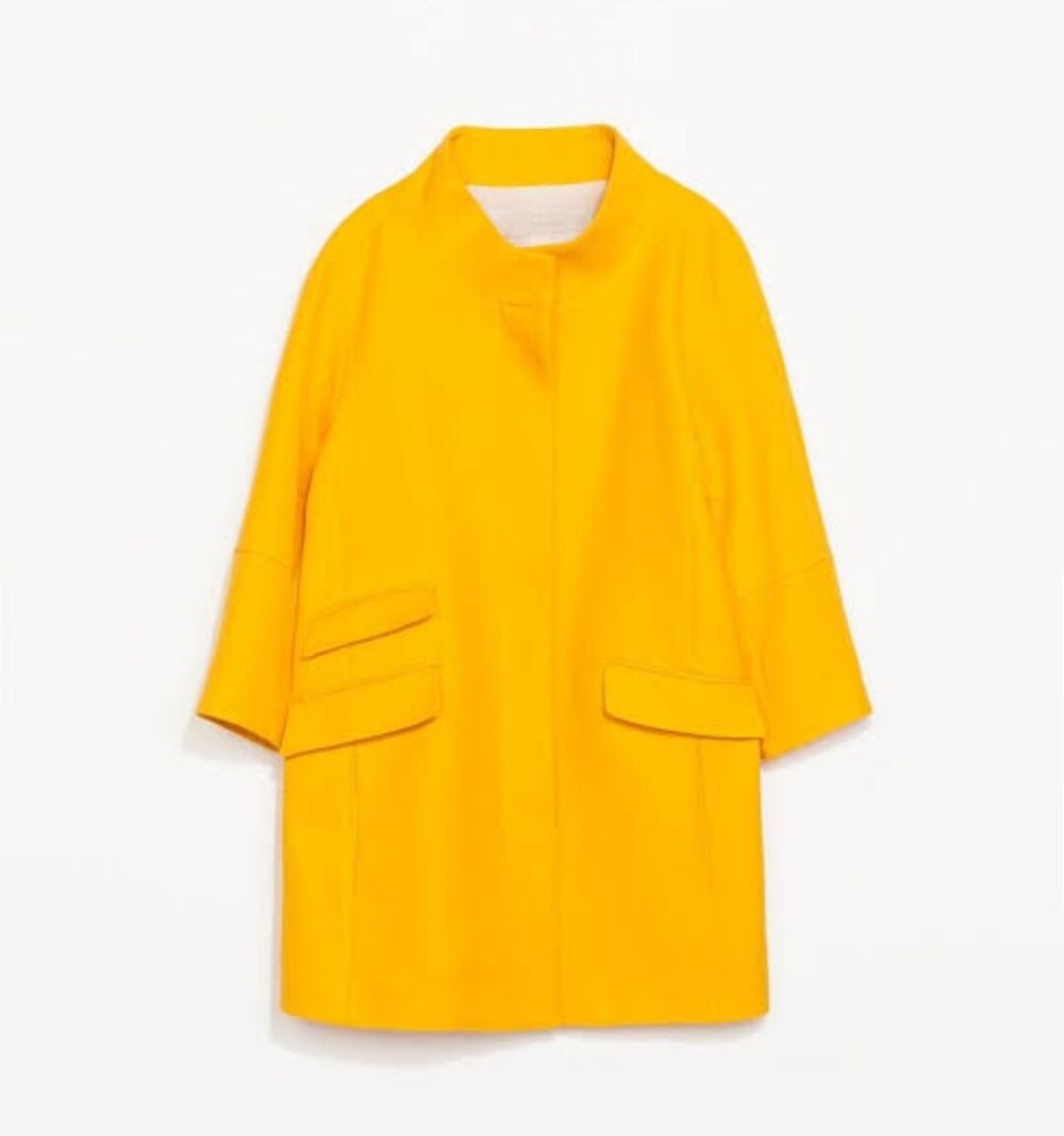 Zara Basic Pique Coat - Golden Yellow - XS