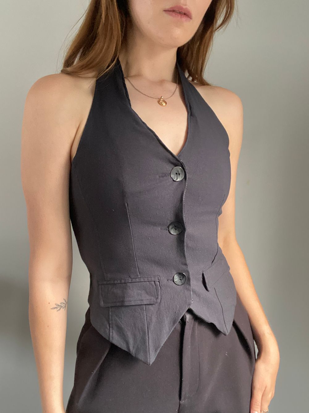 Ritual Waistcoat Backless Top in Black Size 8, Made in NZ