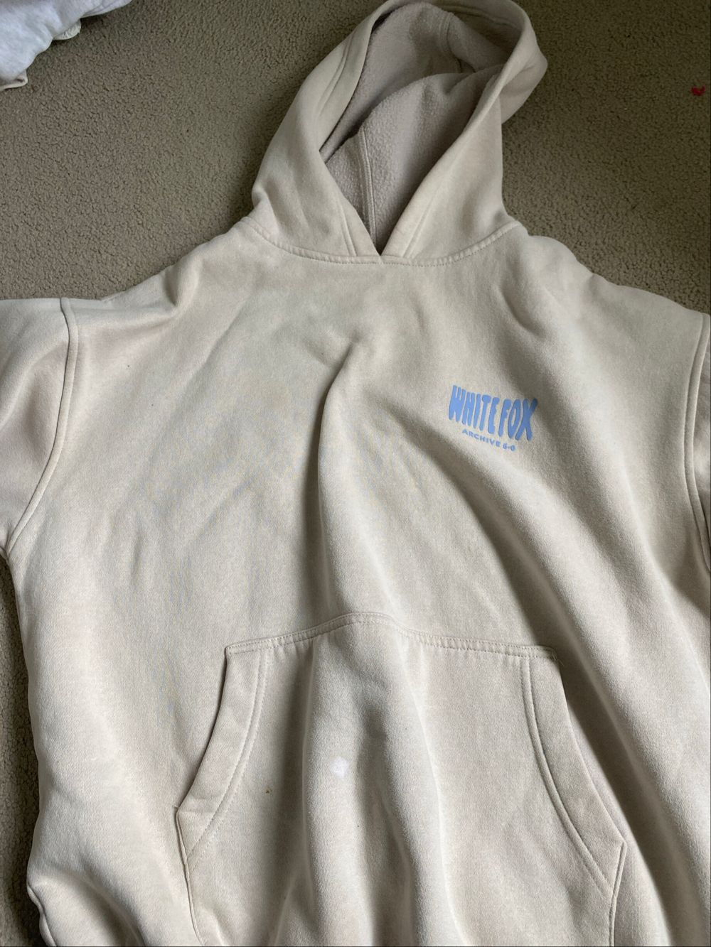 White fox Beige and blue Hoodie