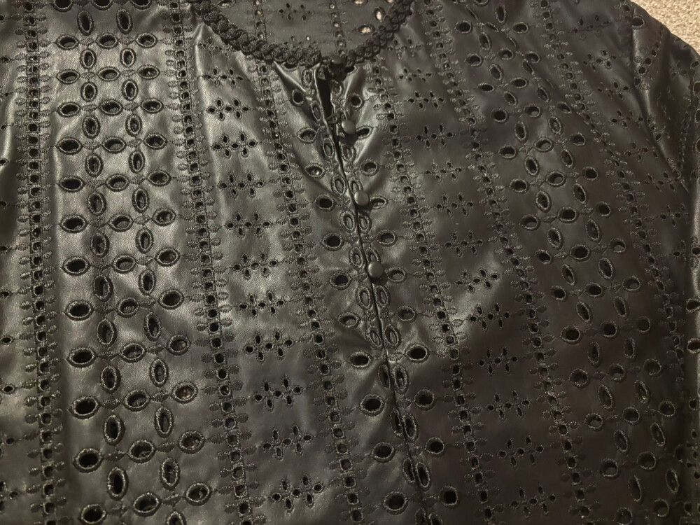 Leather-Look Broderie Anglaise Top