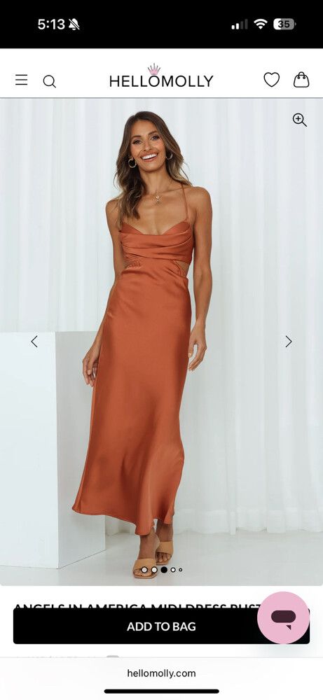 Hello Molly - ANGELS IN AMERICA MIDI DRESS RUST on Designer Wardrobe