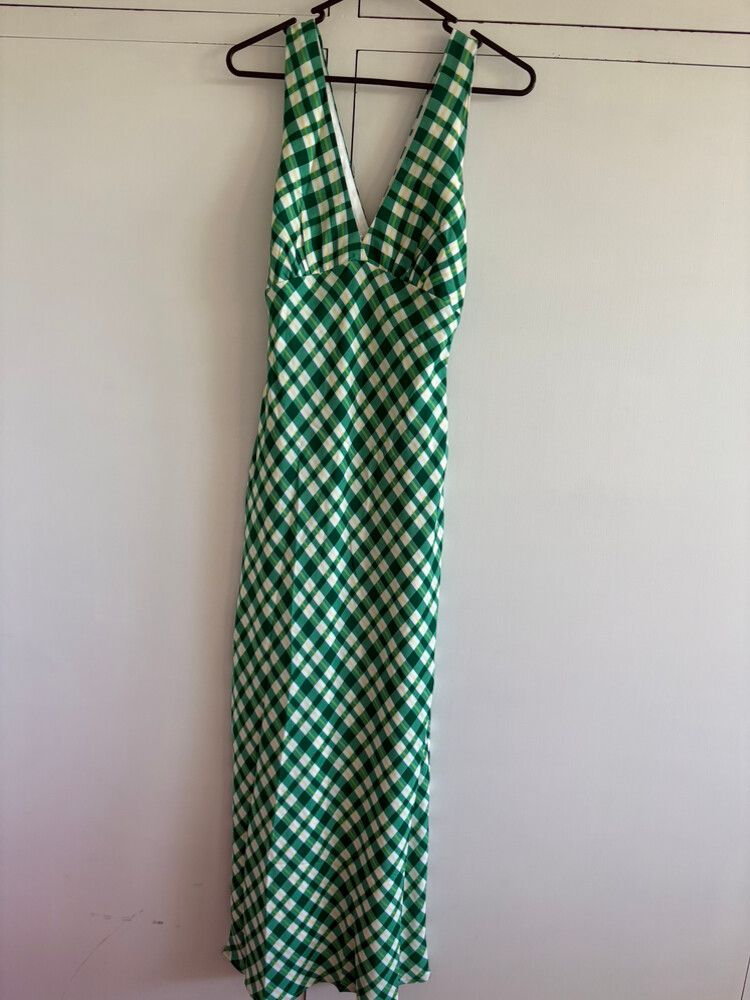Beginning Boutique - Verlaine Green Check Maxi Dress on Designer Wardrobe Beginning Boutique - Verlaine Green Check Maxi Dress on Designer Wardrobe