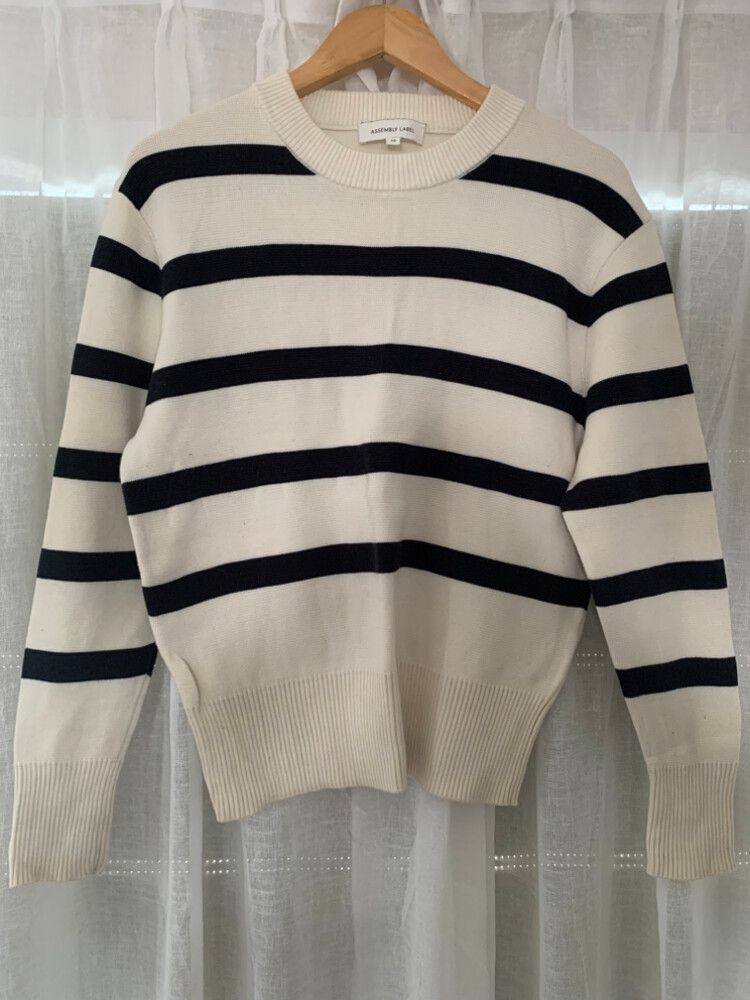 Assembly Label Cream and Black Striped Jumper