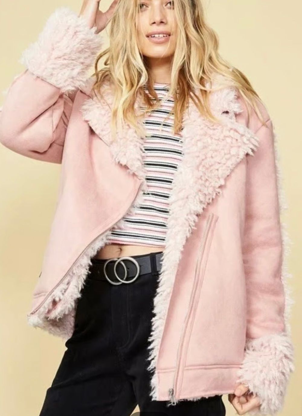 minkpink iconic faux shearling jacket
