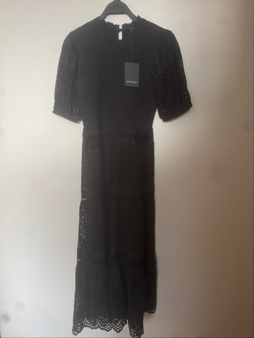 Black Lace Tiered Midi Dress
