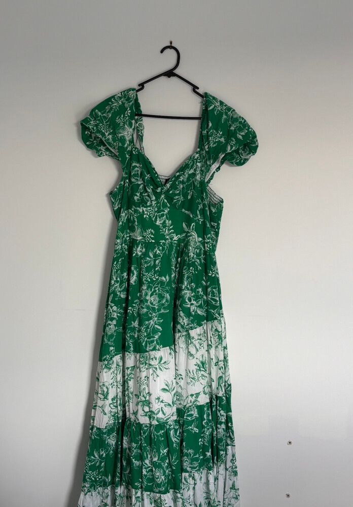Dotti Green Floral Tiered Maxi Dress