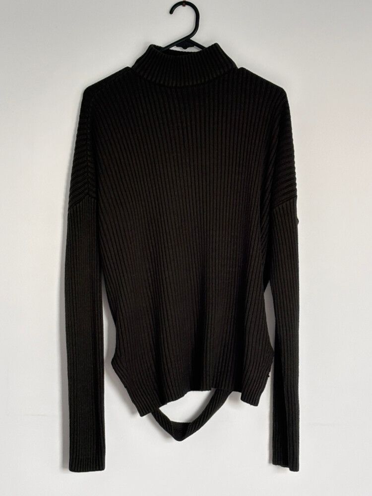 Dark Grewn Ribbed Knit Jumper