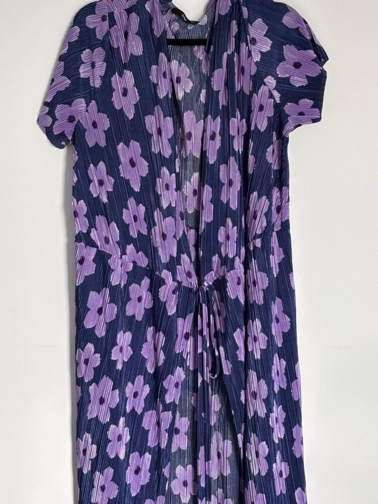 Sportsgirl Blue and Purple Floral Pleated Dress