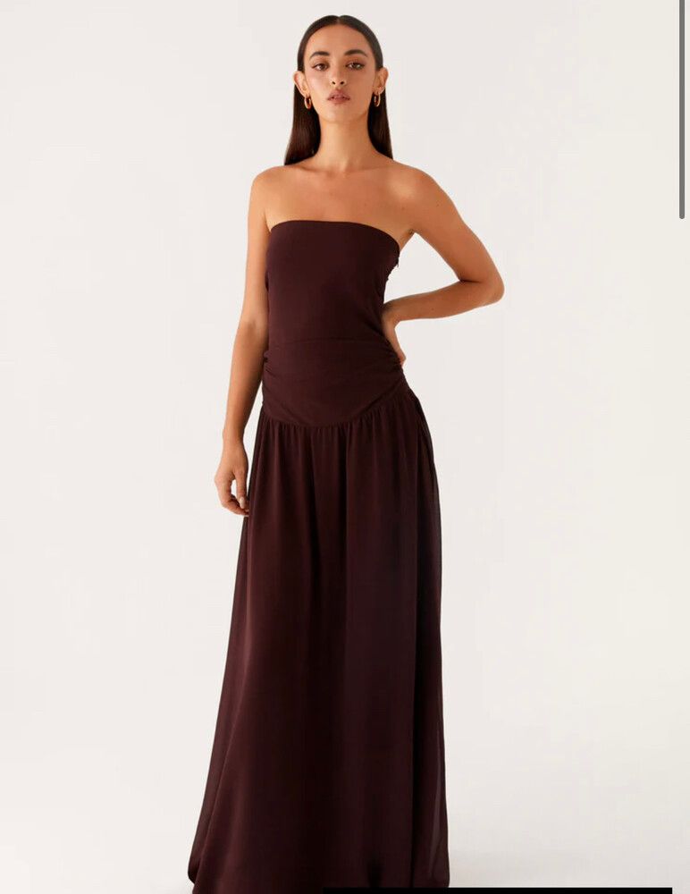 Peppermayo Covia Strapless Maxi Dress Dark Chocolate