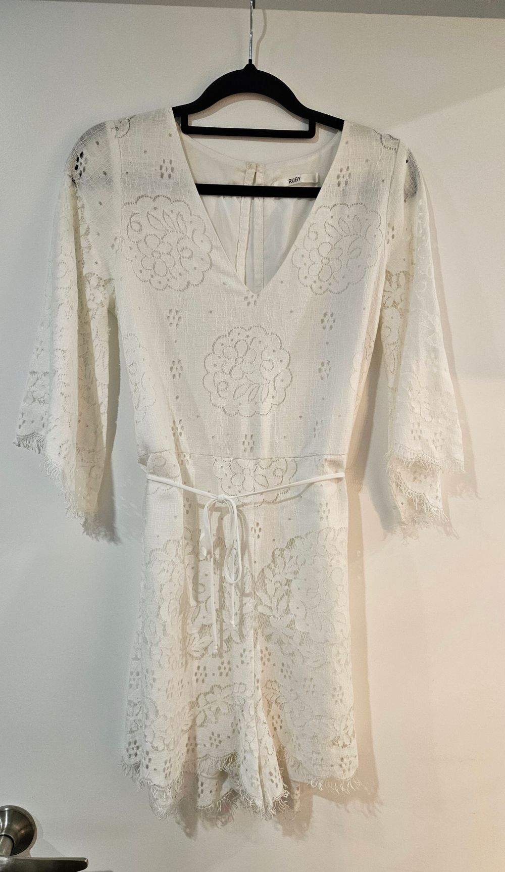 Pre-loved Ruby Gossamer Playsuit, white, size 6