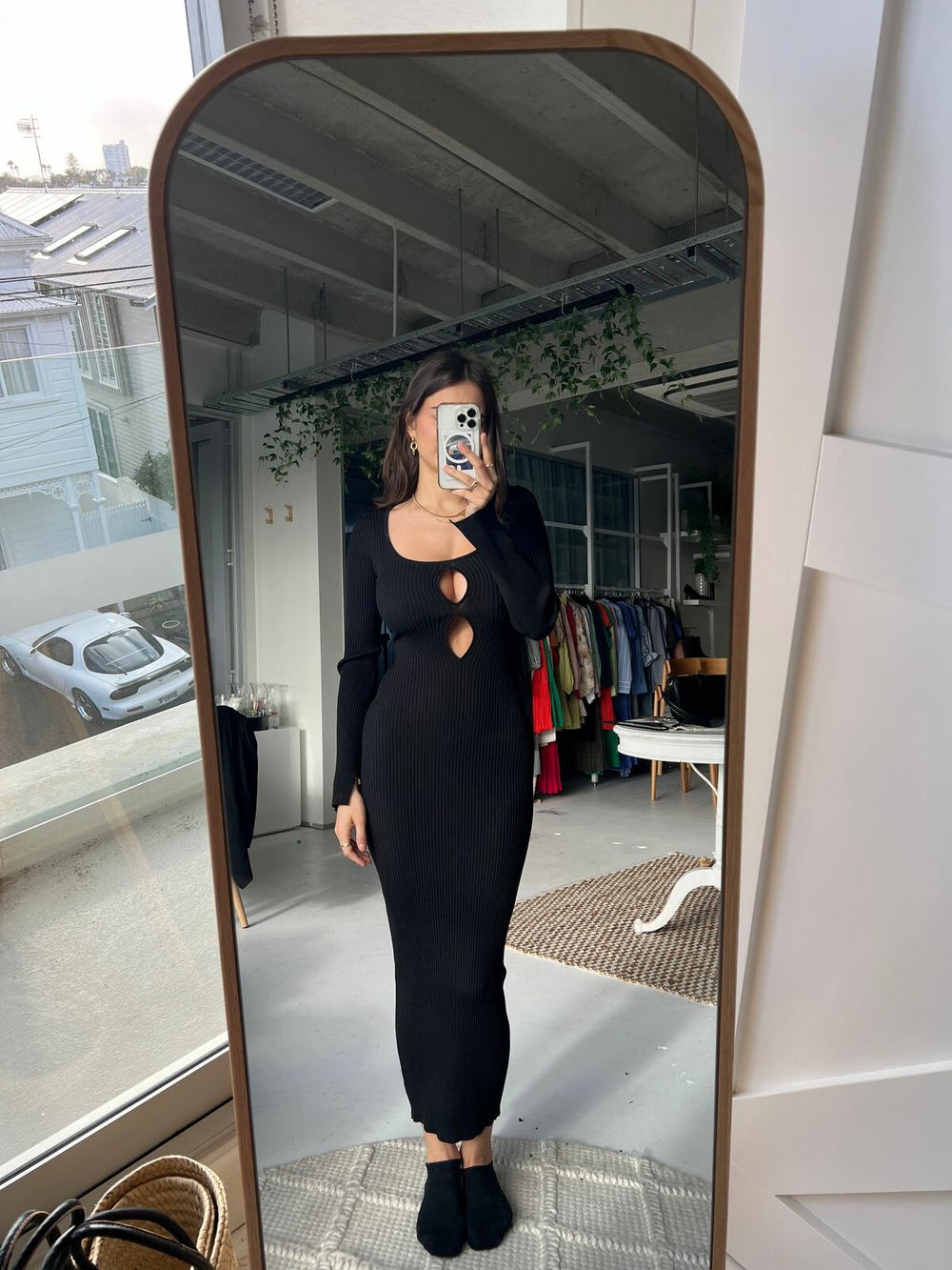 Glassons - Cut Out Long Sleeve Knit Maxi Dress on Designer Wardrobe