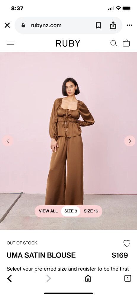 RUBY Uma Satin Blouse Size 6