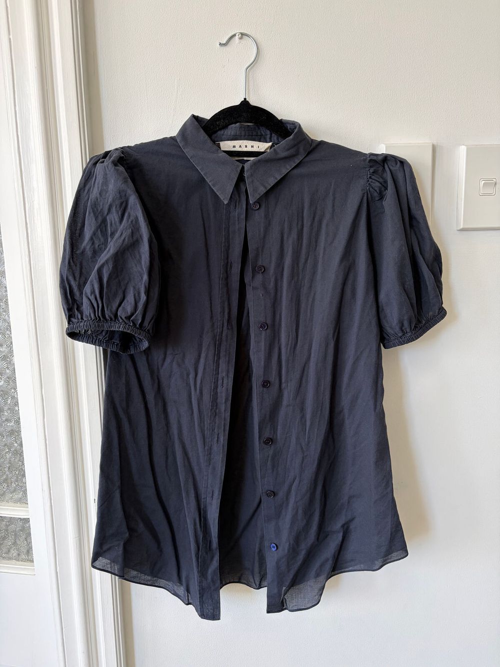 Button up puff sleeve blouse