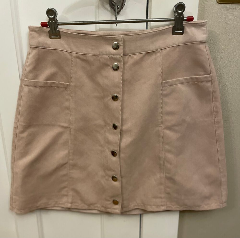 SALE: Suede-Style Button-Up Skirt + Pockets