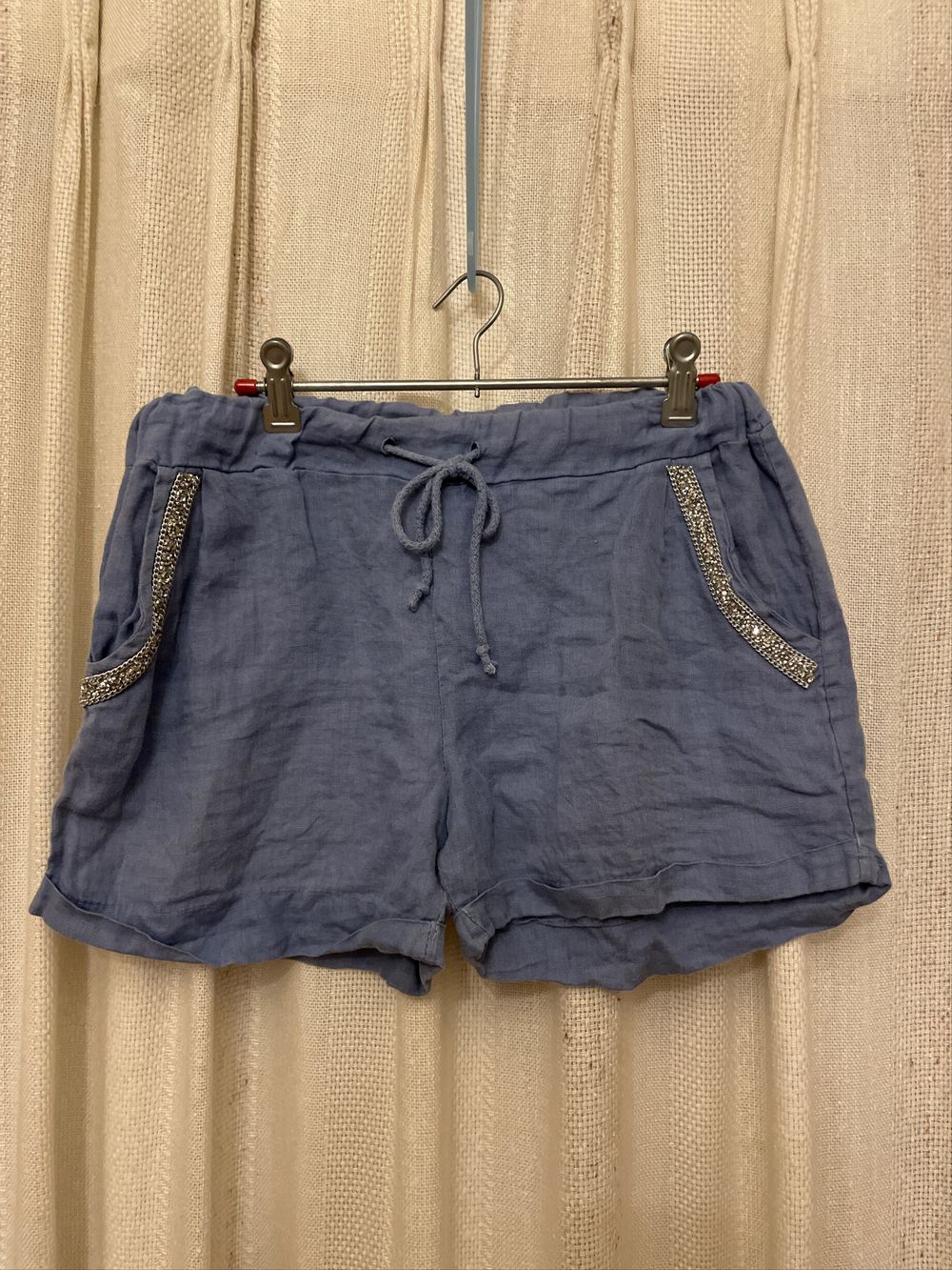 SUMMER SALE: 100% Linen Jewelled Shorts