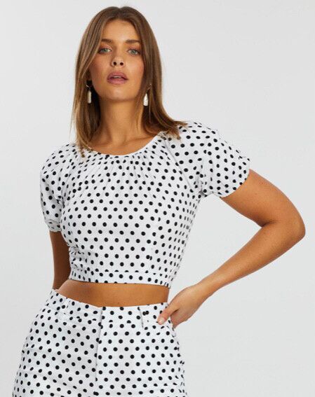 Atmos & Here Polka Dot Crop Top