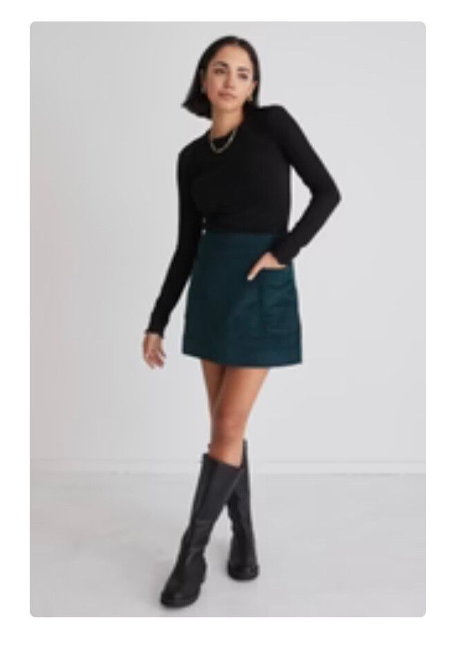 Forest Green Cord Mini Skirt