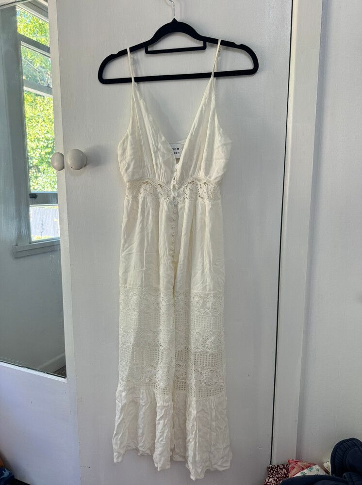 knee length dresses for ladies Providence Strappy Back Midi Dress White Selfie Leslie