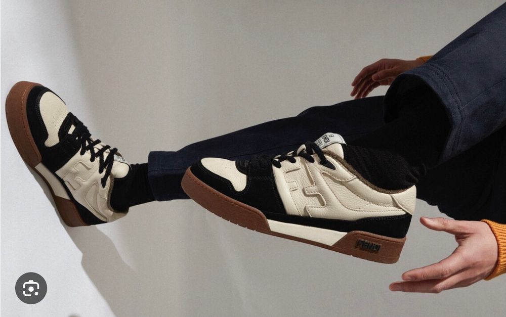 FENDI / 'match' sneakers in black + white leather with gum sole / 37 / $1500 rrp