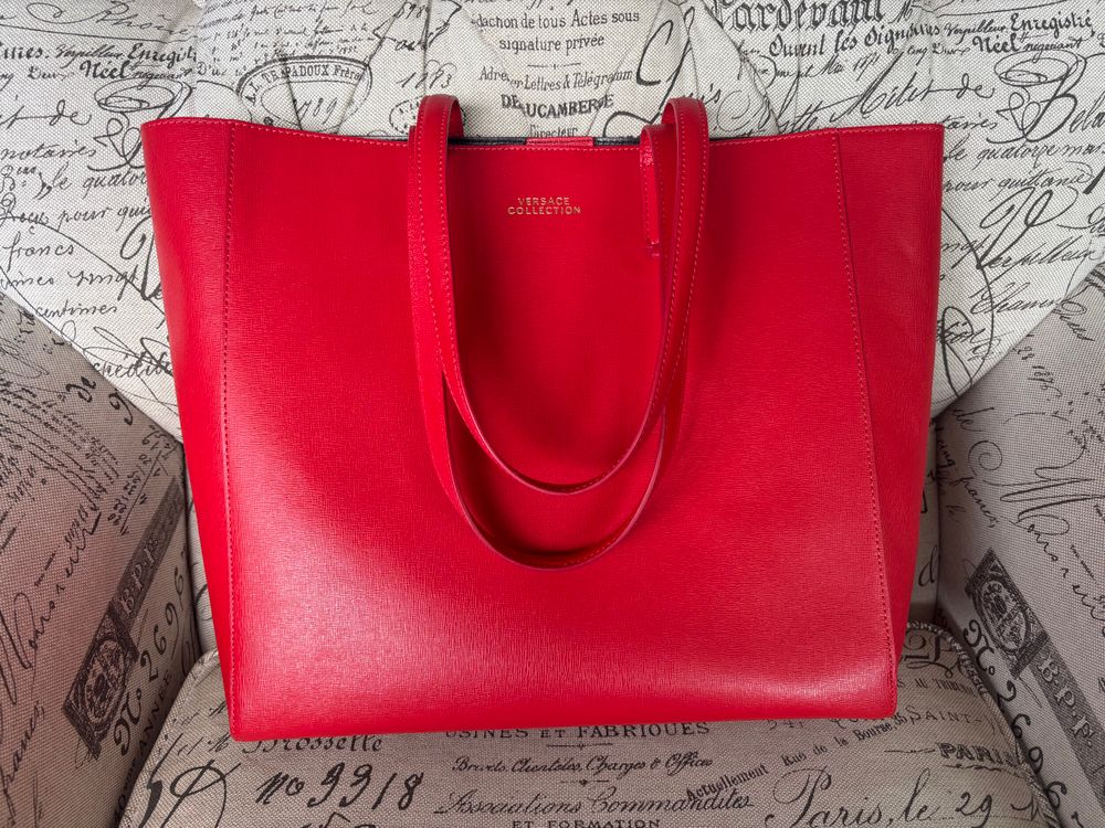 Versace Collection Red Leather Tote