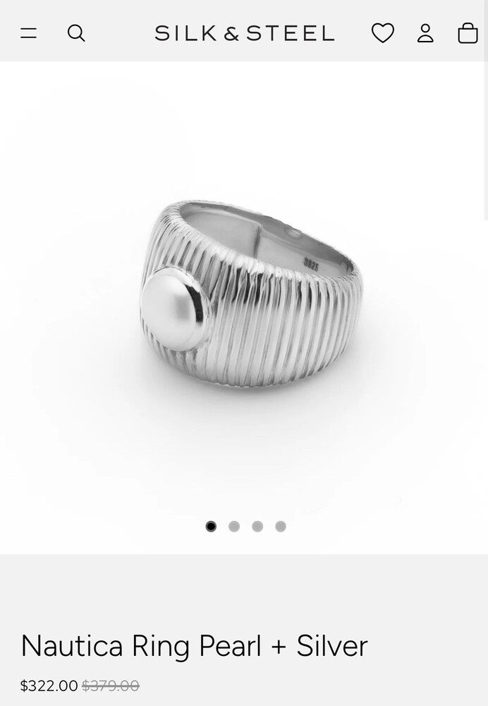 Silk & Steel Nautica Ring Pearl + Silver