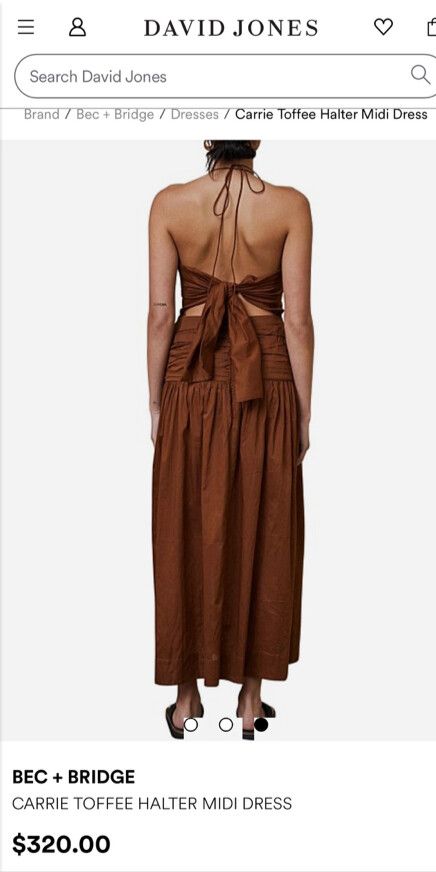 Bec & Bridge - CARRIE TOFFEE HALTER MIDI DRESS on Designer Wardrobe